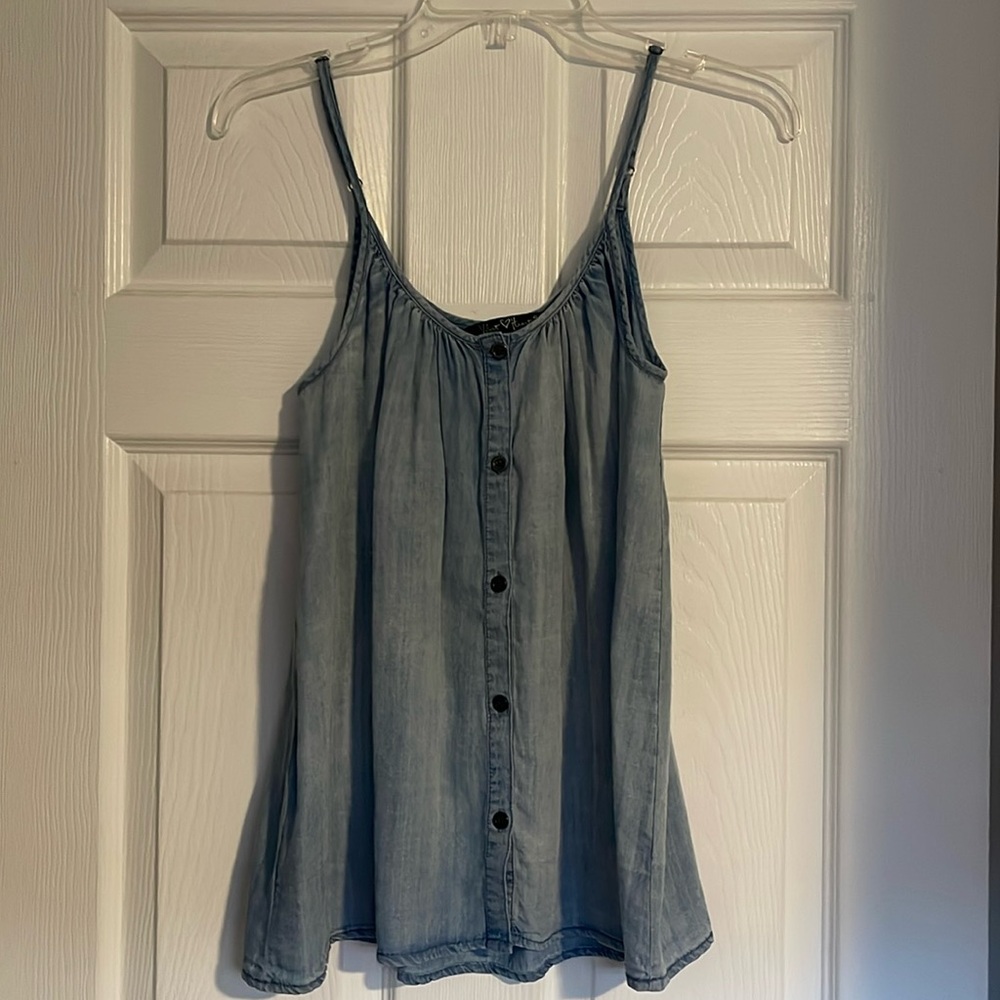 blue denim look top size small